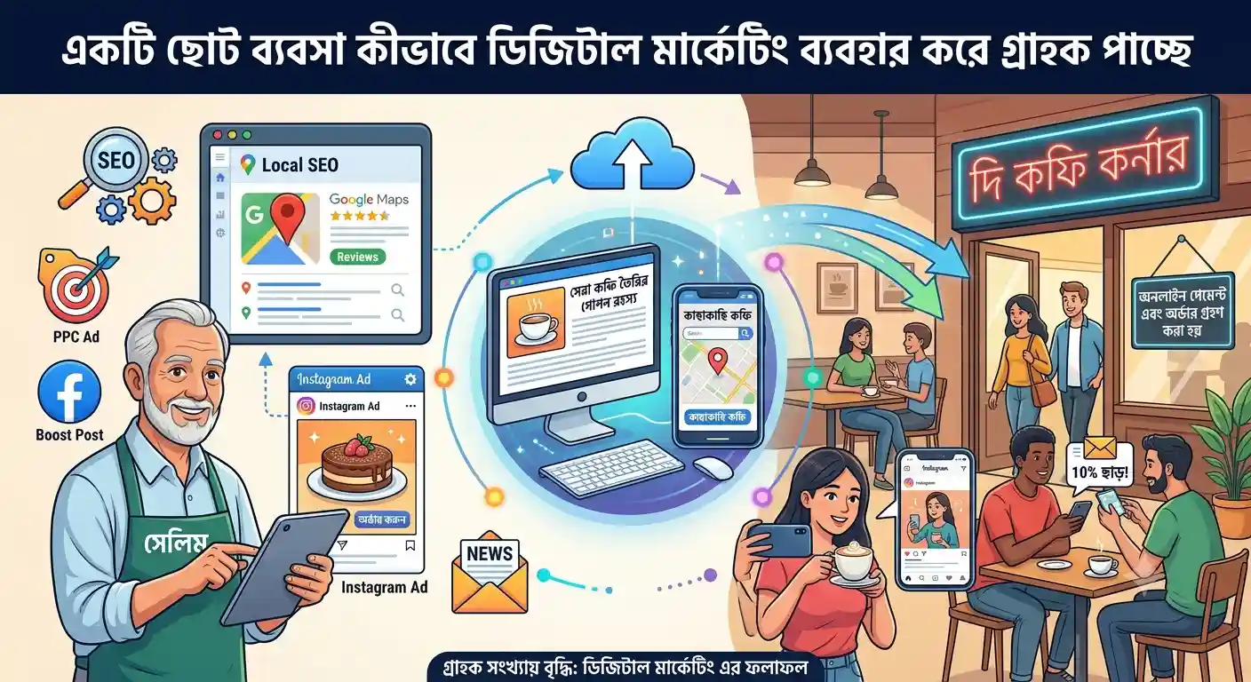 একটি ছোট ব্যবসা কীভাবে ডিজিটাল মার্কেটিং ব্যবহার করে গ্রাহক পাচ্ছে
