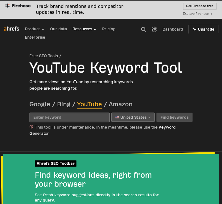 Ahref youtube keyword 