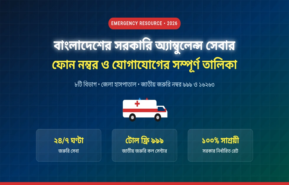 সরকারি অ্যাম্বুলেন্স সেবার ফোন নম্বর ও জরুরি নির্দেশিকা ২০২৬