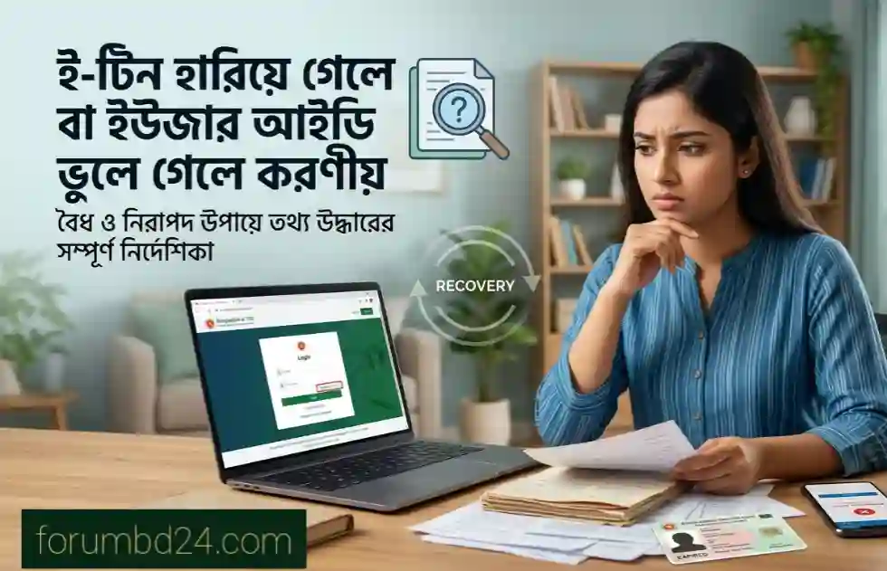 ই-টিন হারিয়ে গেলে বা ইউজার আইডি ভুলে গেলে করণীয়