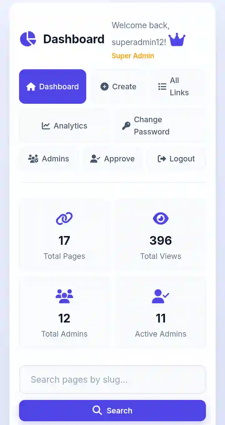 Url shortener script dashboard 
