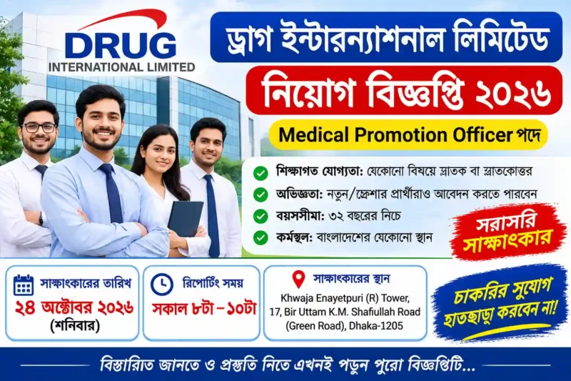 ড্রাগ ইন্টারন্যাশনাল লিমিটেড নিয়োগ বিজ্ঞপ্তি ২০২৬